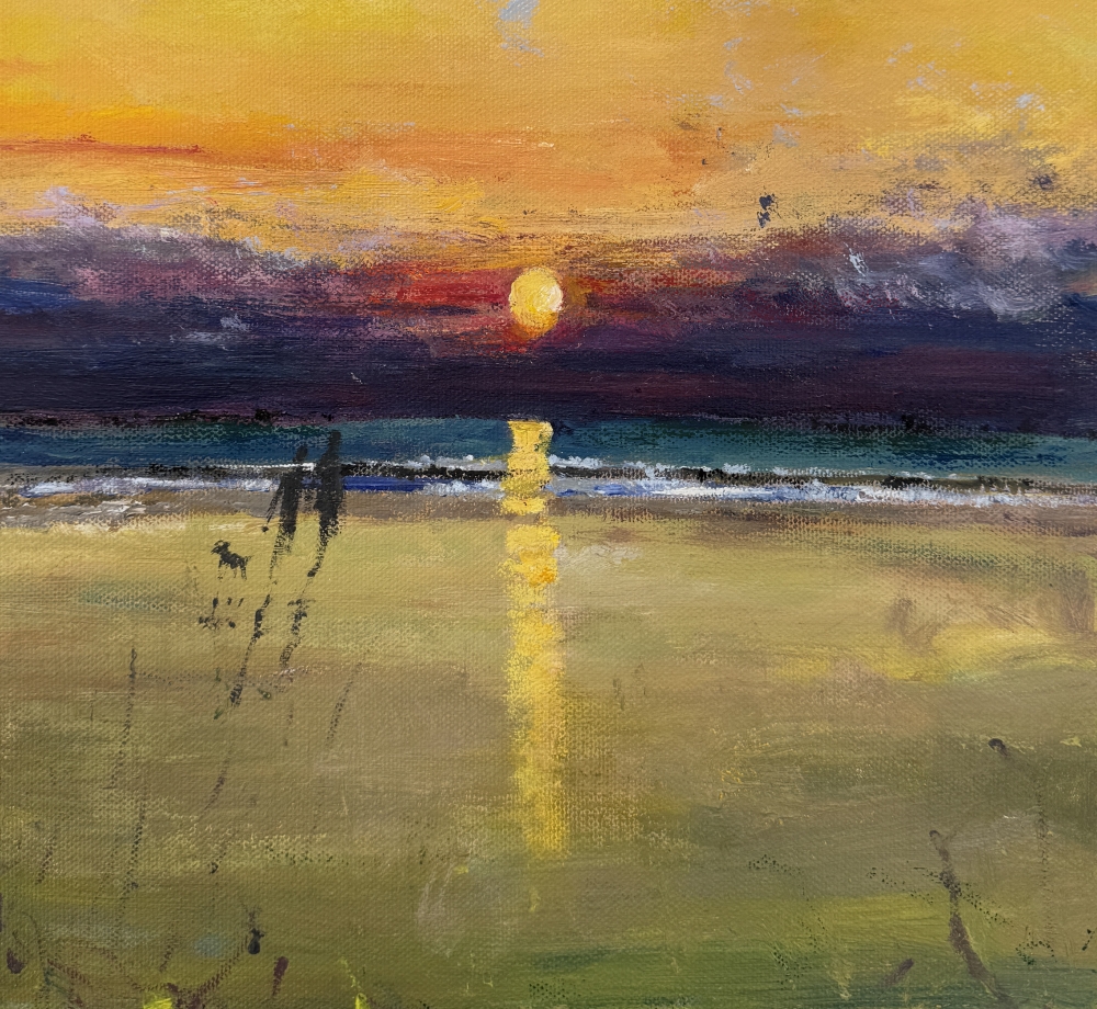 Sunset beach stroll with the dog