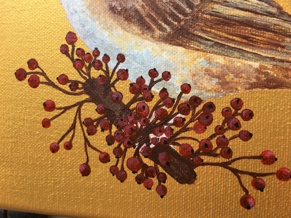 Garden Birds on Gold- Sparrow