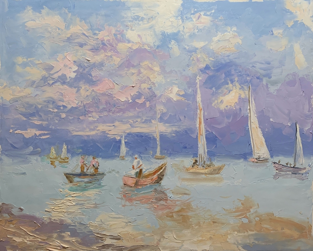 Yachts at sunset.