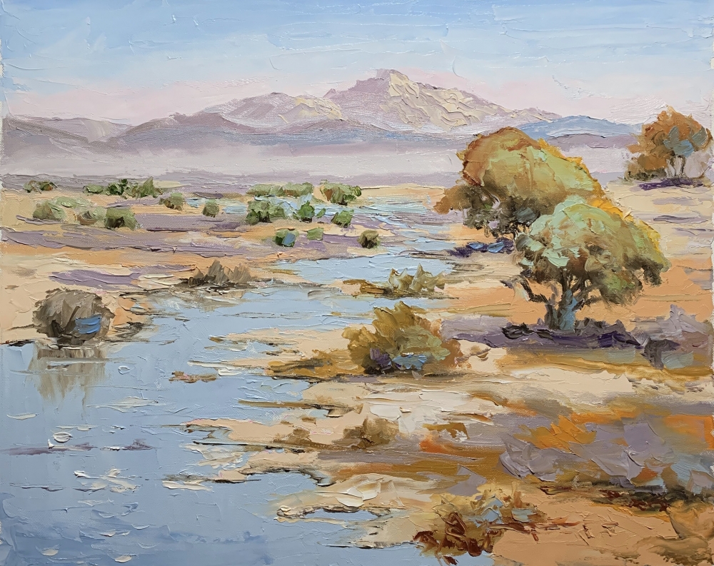 Mountains, desert oases.