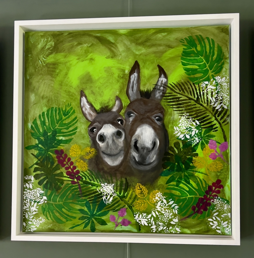 Donkeys pause for a moment