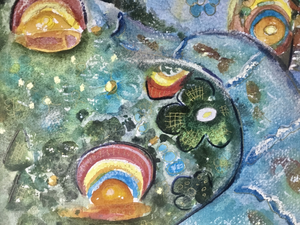 Gates of the Rainbow” – Whimsical Watercolor and Pastel Painting