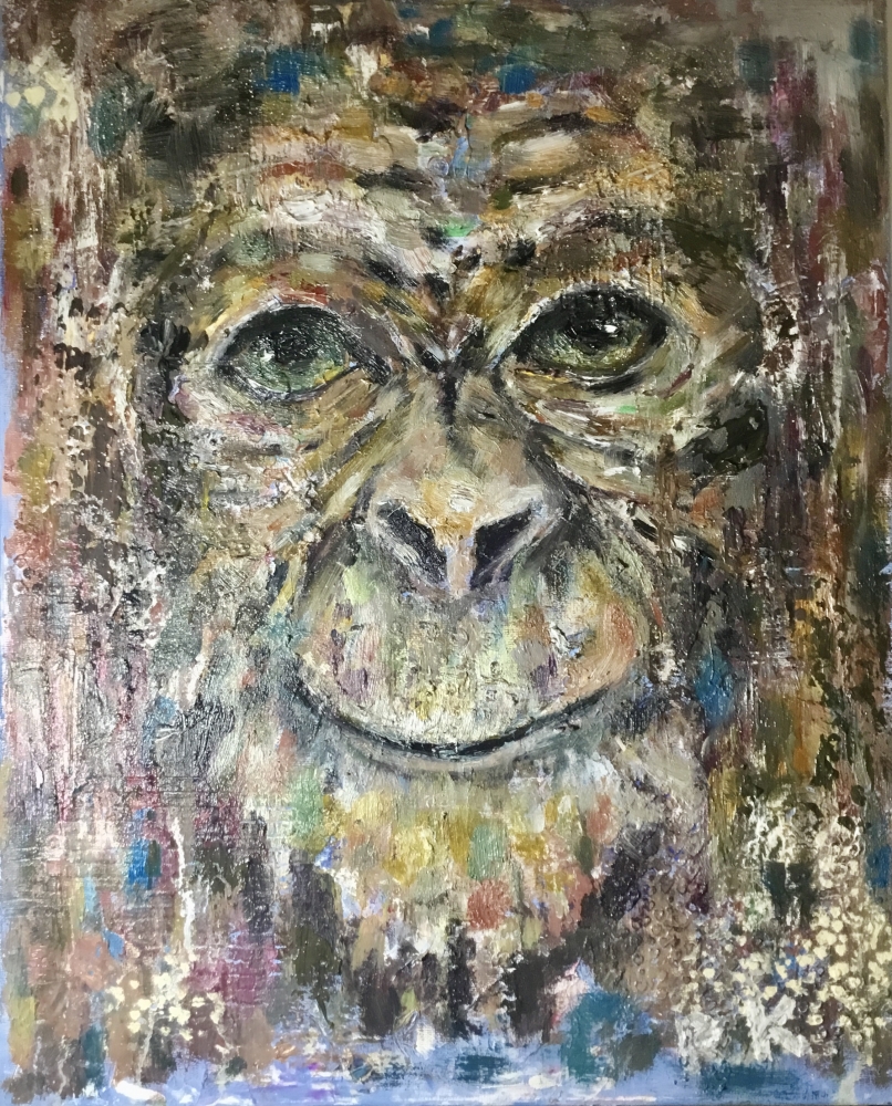 Spirit of the Primate – Original Textured monkey Oil Painting