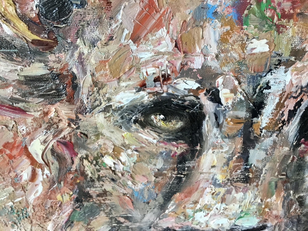 Lion painting on 3 d canvas