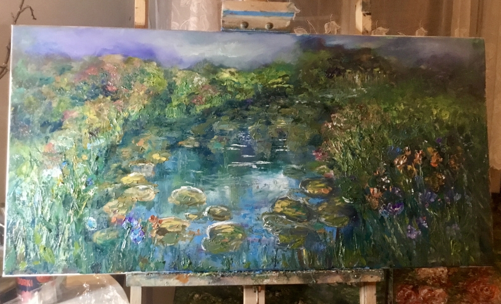 Fairytale Blossoms – Original Oil Painting on Canvas (45x90 cm)