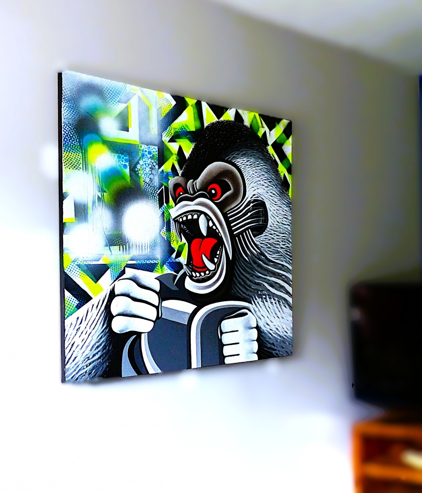 Abstract painting of gorilla - Titled ‘Biting Point’