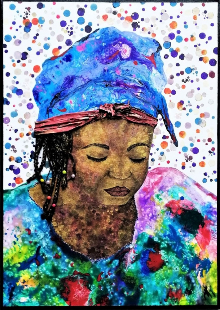 Mama Africa mixed media painting