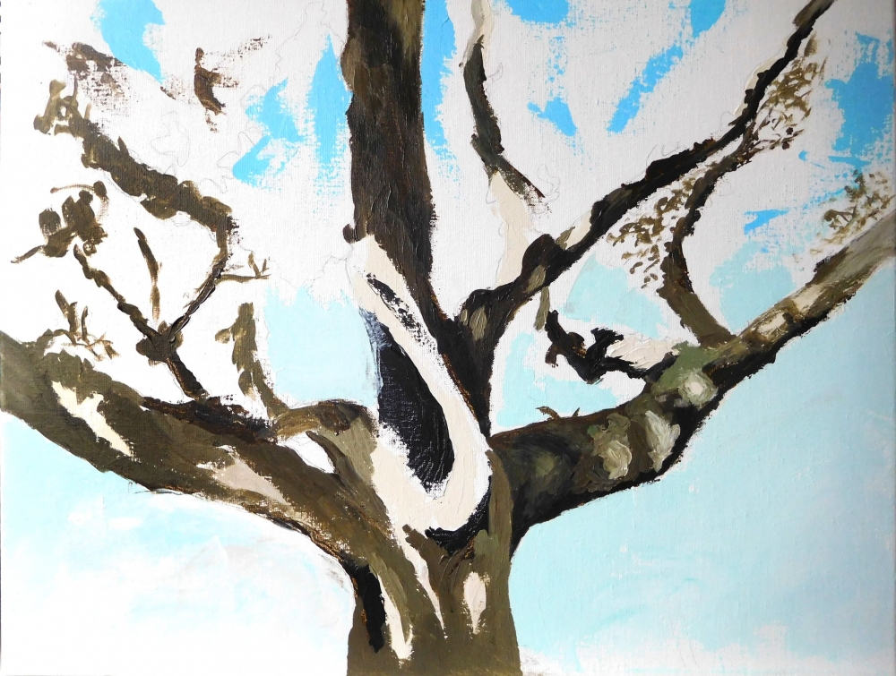 Cri de Coeur, Cry From the Heart, realistic painting of a tree