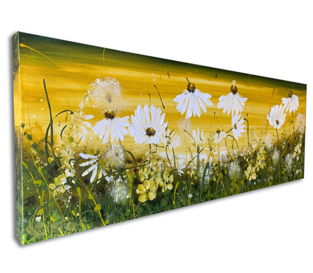 Yellow Orange Landscape with Daisies