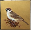 Garden Birds on Gold- Sparrow