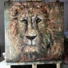 Lion painting on 3 d canvas