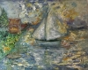 Silent Voyage at Sunset – Impasto Oil Painting on Canvas (40x50 cm)