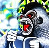 Abstract painting of gorilla - Titled ‘Biting Point’