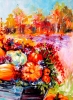 Pumpkins and flowers