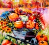 Pumpkins and flowers
