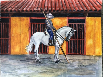 Spanish Horseman at Stable