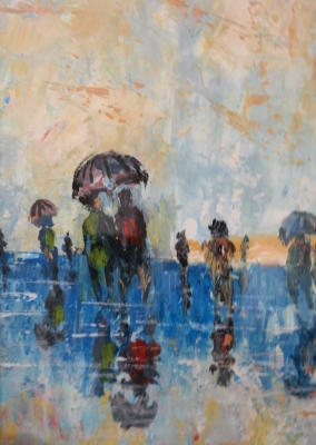 Beach with umbrellas