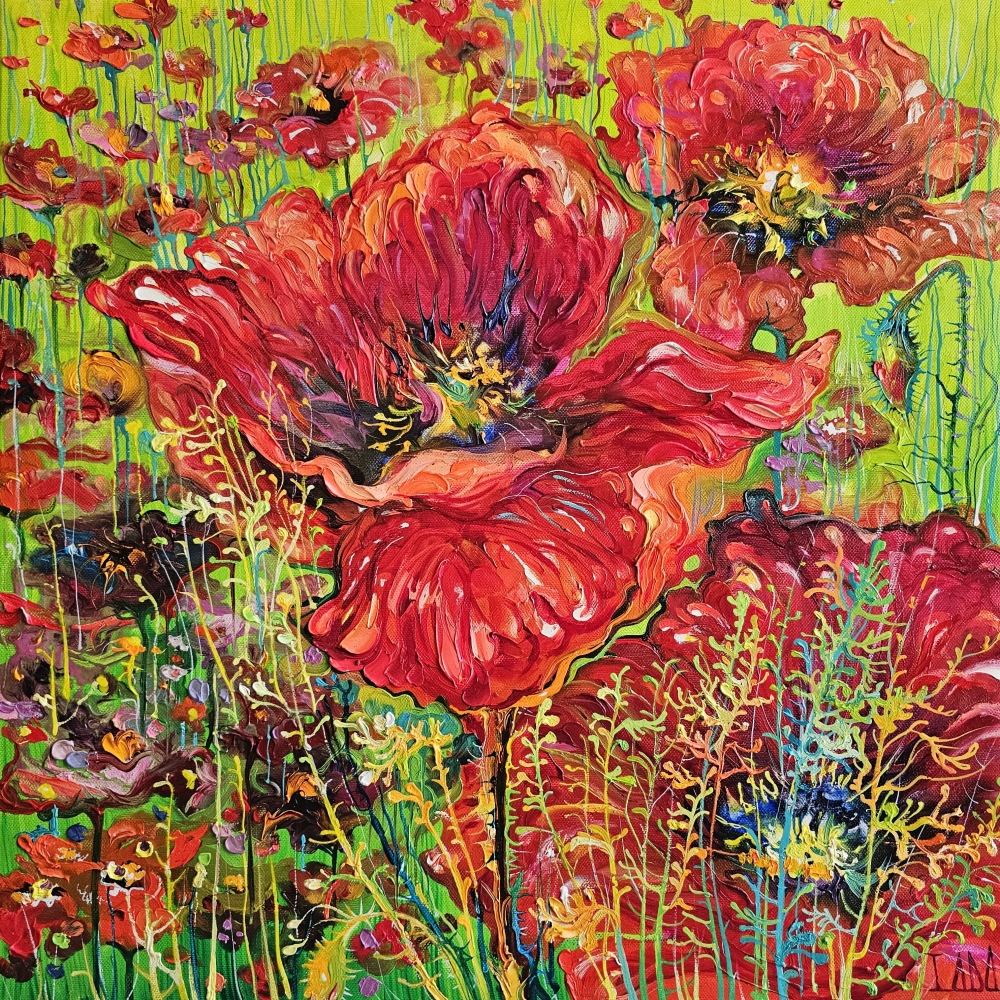 Poppies on Lime