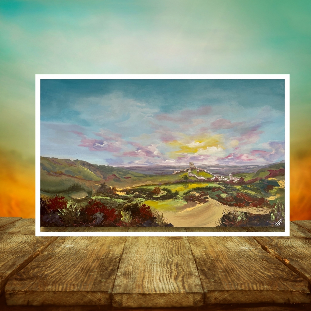 Dawn over Corfe Castle