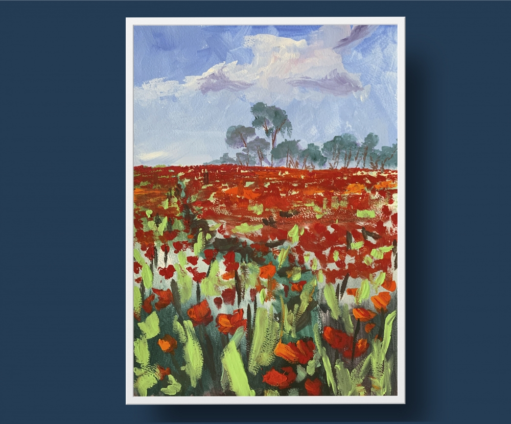 Poppy field. Landscape.