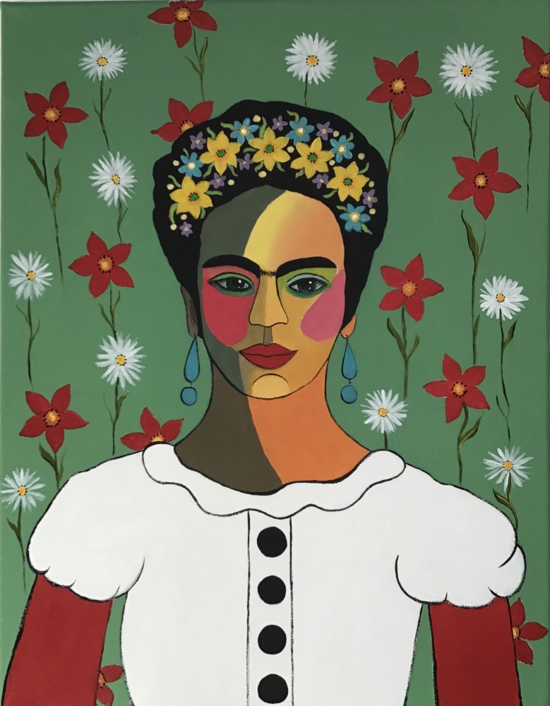 Frida Kahlo with flowers