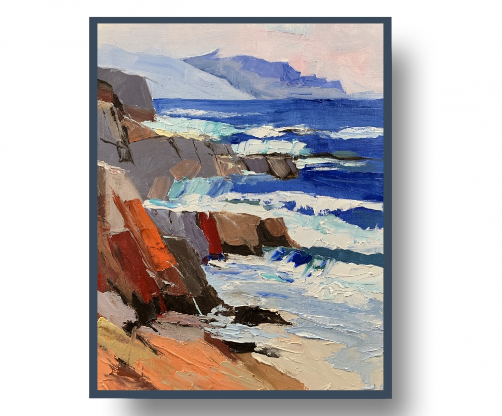 Landscape with the mountains,sea rocks and cliffs. Seascape.