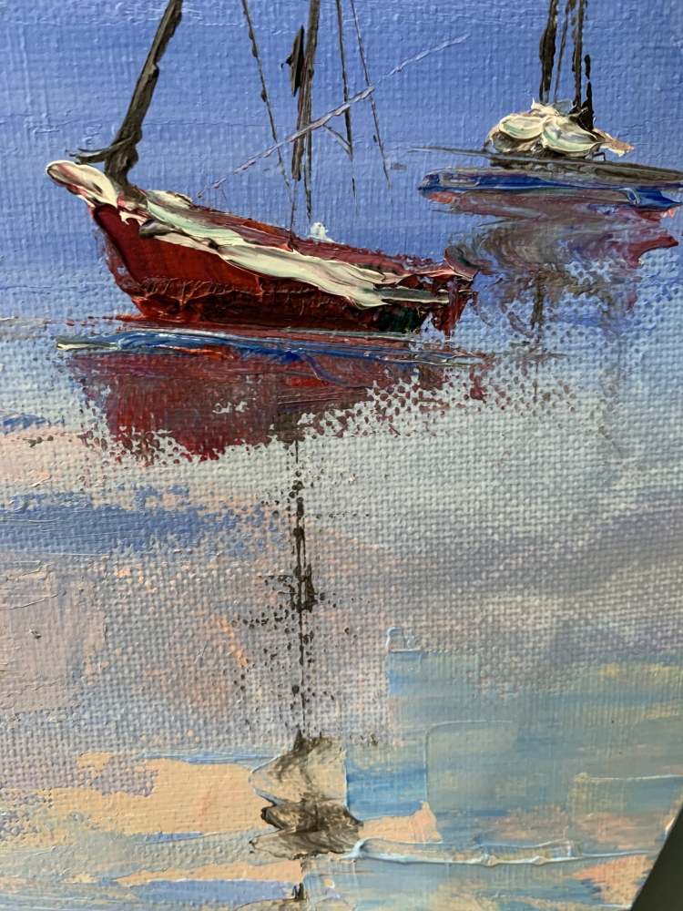 Seascape with yachts, sail boats.