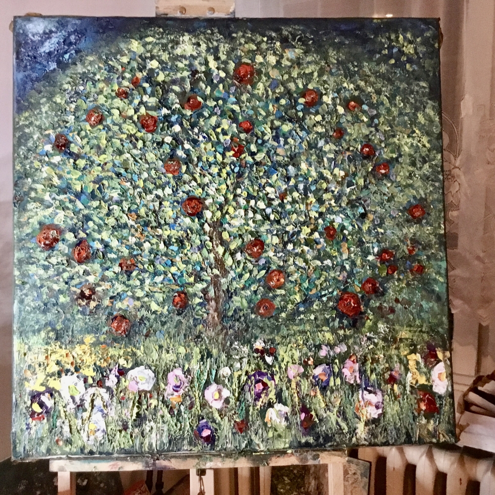 Apple tree original oil painting 