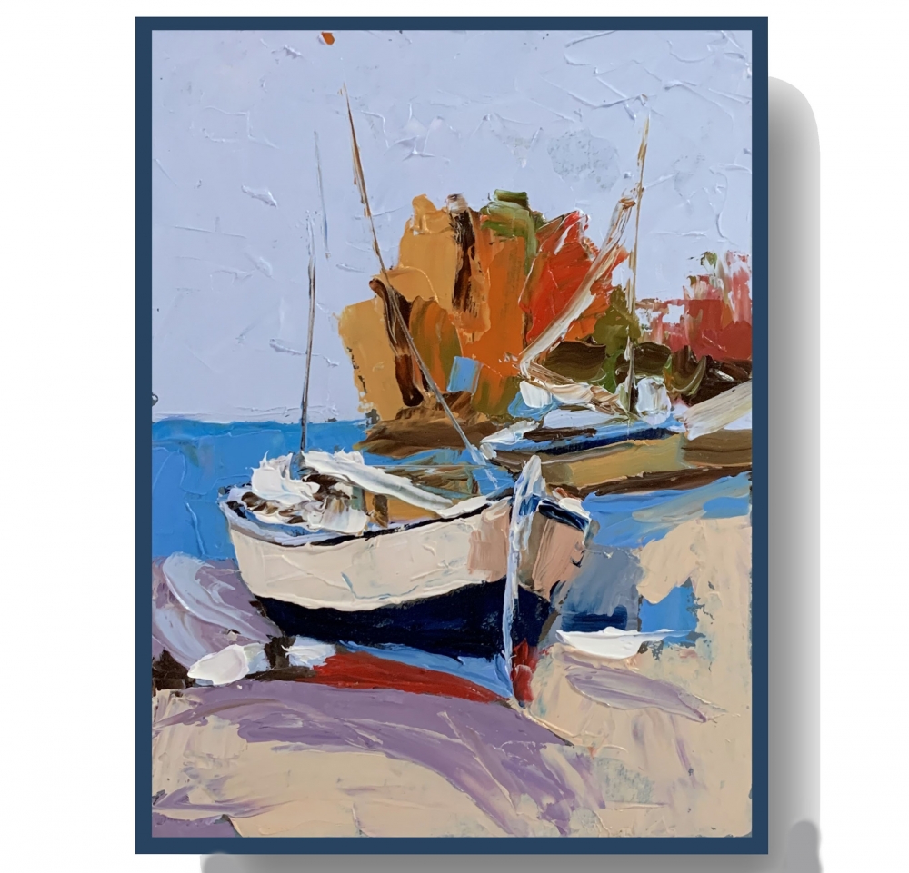 Boats on the Shore. Sail Boat Seascape. Yacht. 