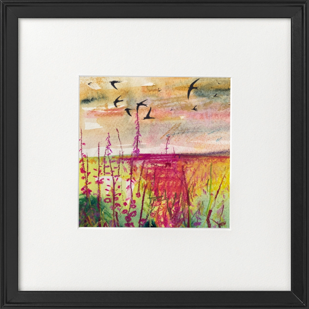 Seasons - Summer evening Swallows framed