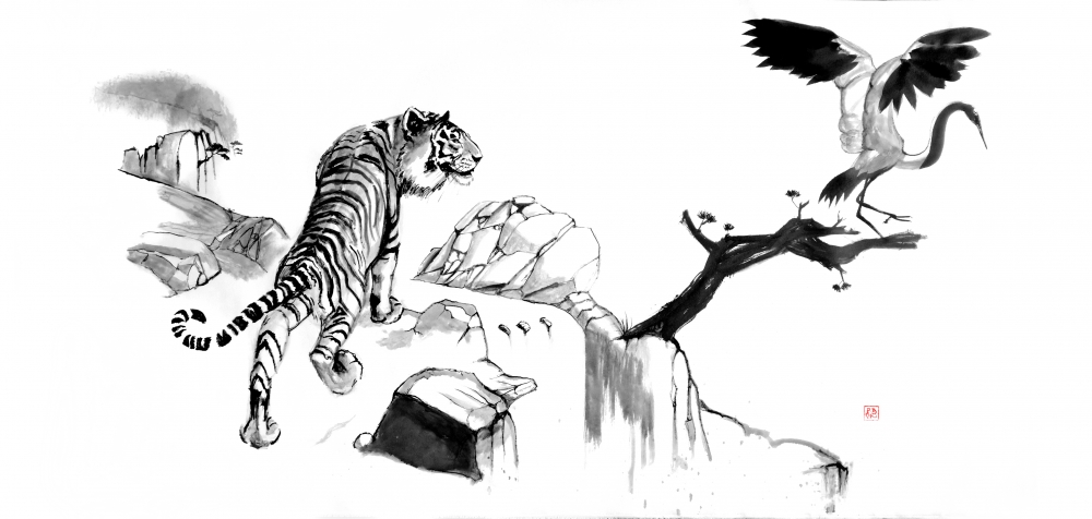 tiger and crane