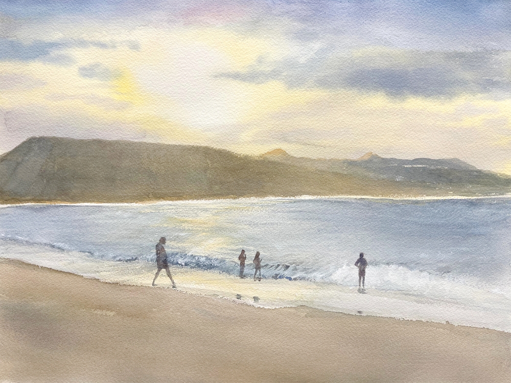 A Family by the Sunset Beach