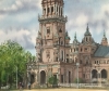 North Tower at Plaza de Espana, Seville, Spain.