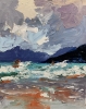 Landscape with the mountains. Seascape.