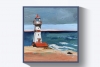 Seascape with lighthouse on a sea shore