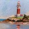 Seascape with lighthouse.