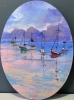 Seascape with yachts, sail boats.