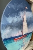 Beautiful seascape with yacht, sail boat.