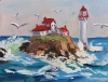 Seascape with lighthouse.