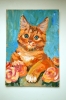 Ginger Kitten with Roses