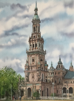 North Tower at Plaza de Espana, Seville, Spain.