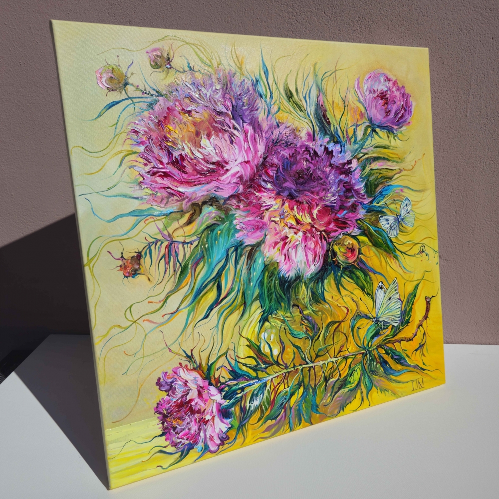 Peonies and White Butterflies