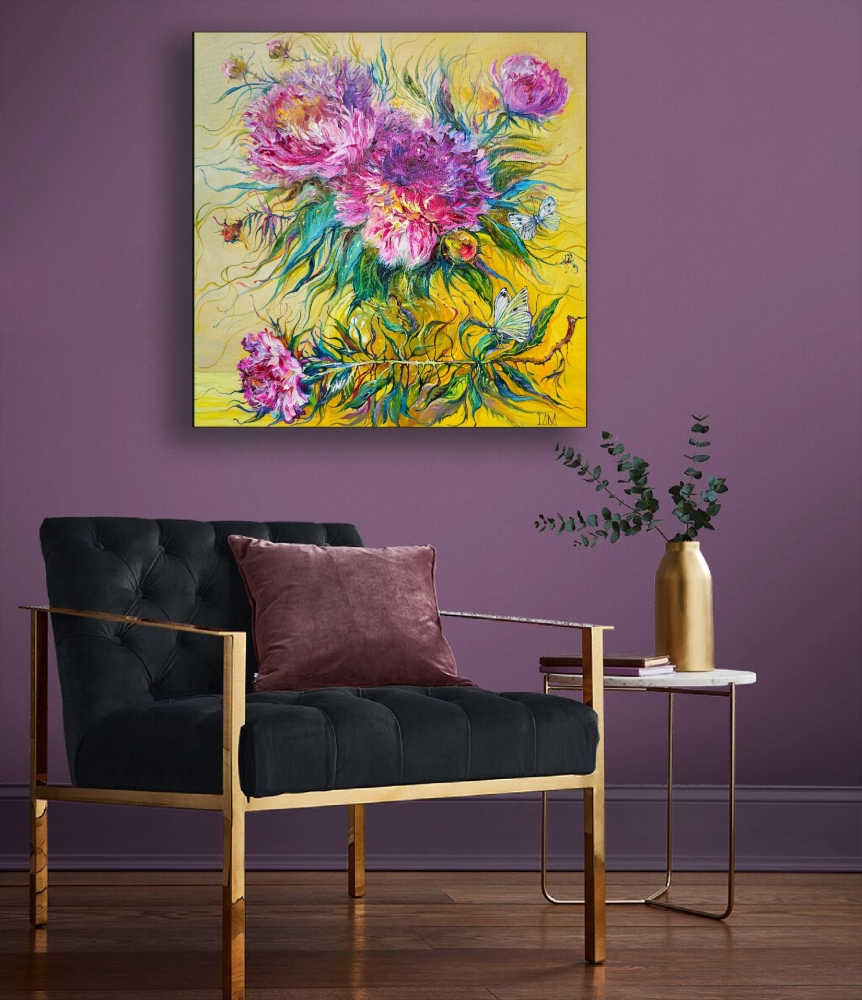 Peonies and White Butterflies