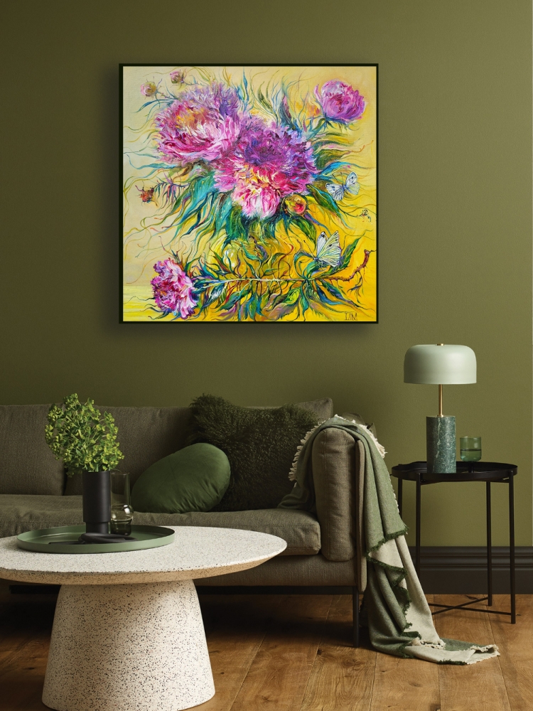 Peonies and White Butterflies