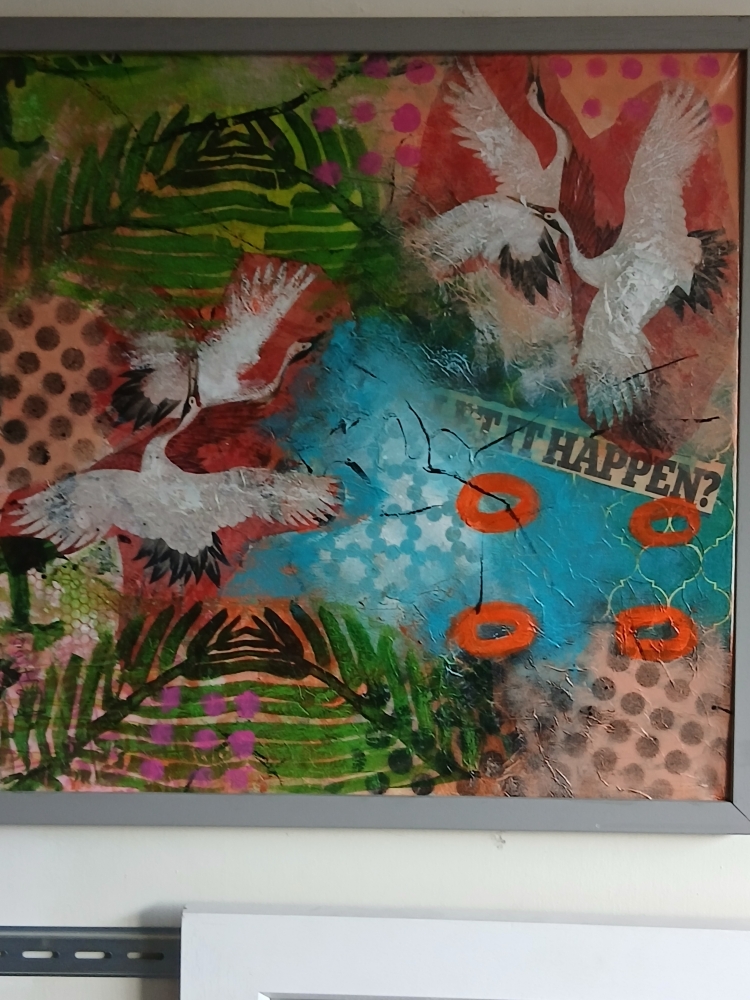 Flying flamingoes 