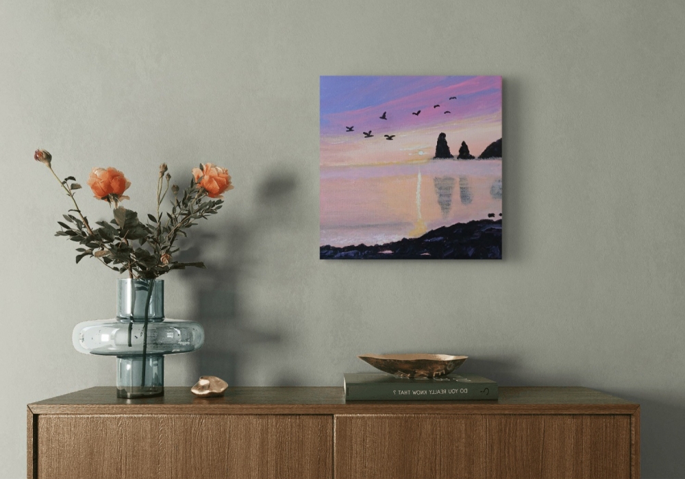 Sunrise on a rocky sea