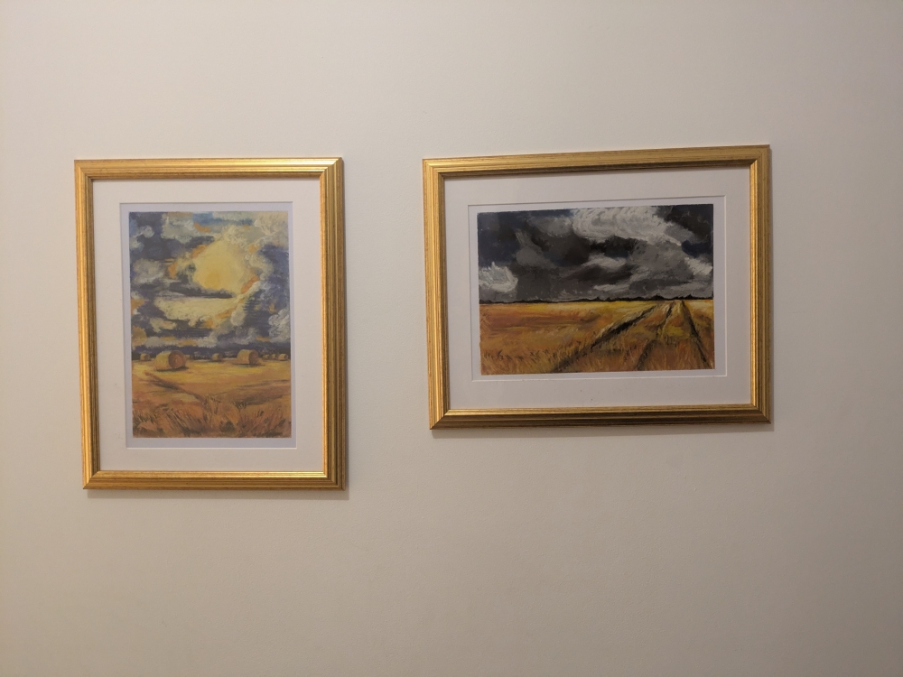 Golden Fields – Set of 2 Framed Pastel Paintings