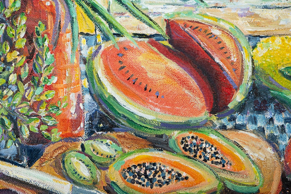 Still Life with Fruit and a Sea View