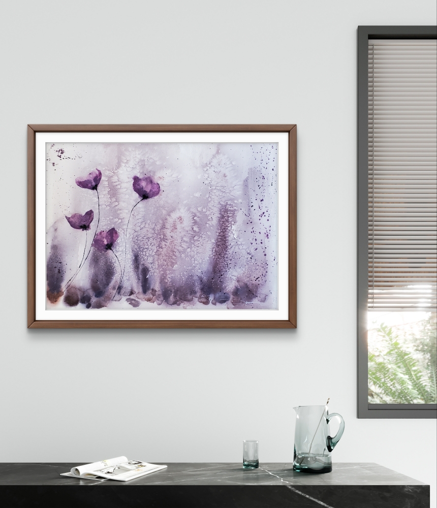 Purple Poppies in the Mist