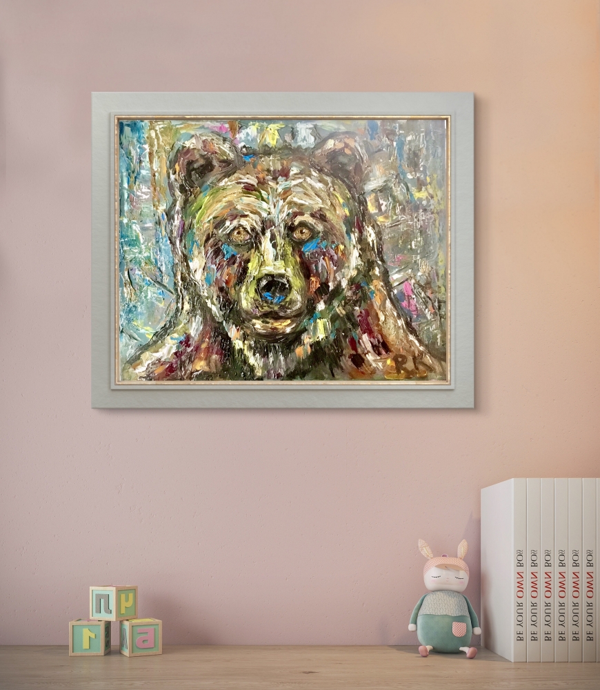 Spirit of the Wild – Expressive Bear Portrait in Impasto Oil